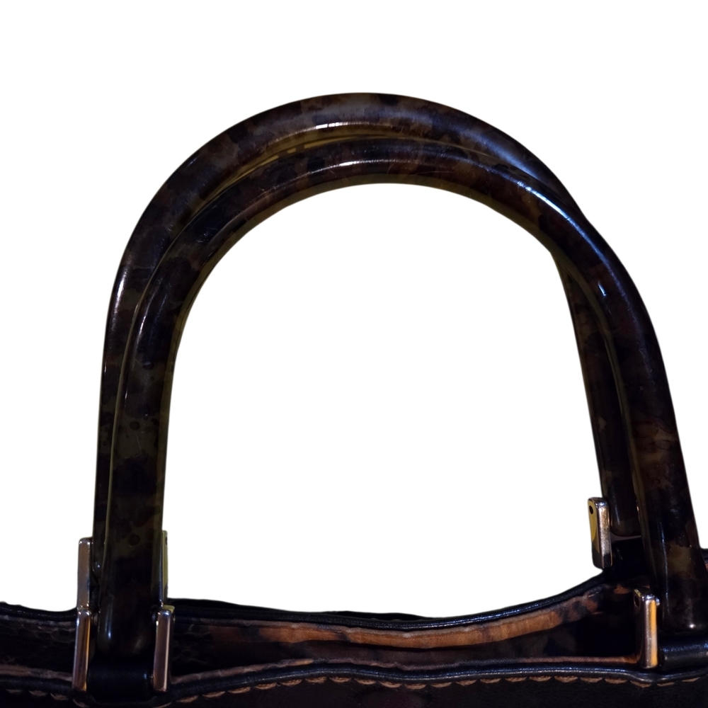 Plinio Visonà Classic Pebbled Leather Tote Featuring Tortoise-shell Satchel Bag - Picture 5 of 15